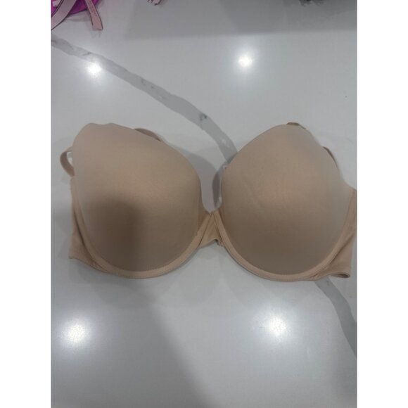 Victorias Secret Lightly Lined Demi Bra 34DD Beige Pink Underwire Adjustable Str - Picture 1 of 5